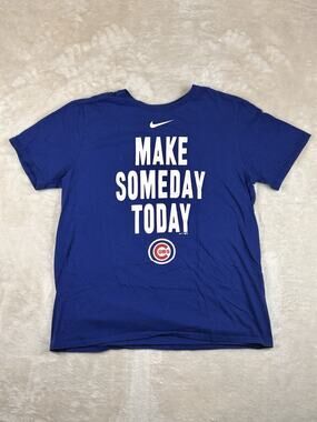 Chicago Cubs Shirt Mens Sz L Blue MLB Baseball Nike Make Someday Today Tee